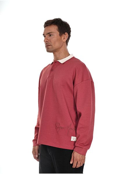 king brich Ανδρικό φούτερ Kingbrich Polo Collar με λεπτομέρεια Oversize Fit