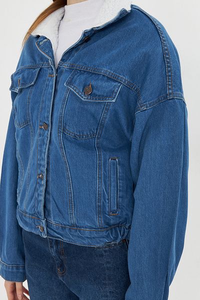 comstar Women's Jean Trend Winter Fur Lined Denim Jacket Blue