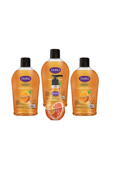 Duru Tangerine Liquid Soap with Organic Ingredients 1500 Mlx3+ 1 Piece 500 ml Tangerine & Grapefruit Liquid Soap