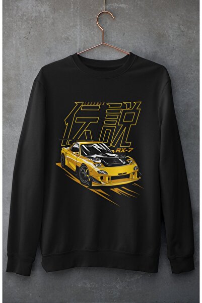 Fuddy Moda Legends RX-7 Світшот без капюшона з принтом, унісекс оверсайз, авт...