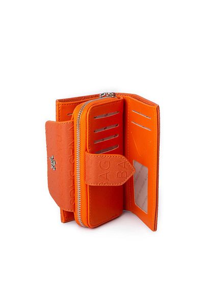 Nas Bag Women's Medium Size Multi-Card Holder Orange Embossed