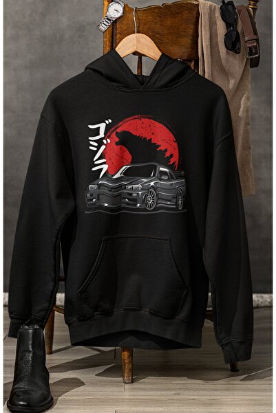 Fuddy Moda Unisex majica Godzilla Car Štampano Sa kapuljačom, majica sa kapul...