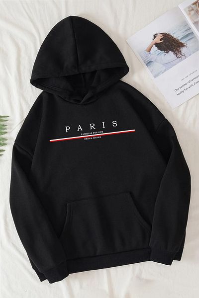 uyguntarz Памучен голям суичър с щампа Paris