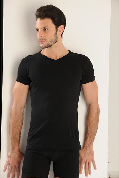 Hmd 5 Men's Rib V-Neck Undershirt Comfortable Fit 100% Cotton