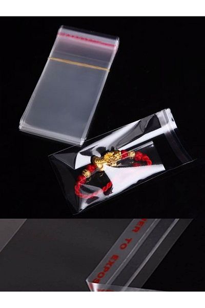 Nikah Şekeri Market Transparent Gelatin Bag with Tape 6 X 14 cm Adhesive Bag 50 Pieces