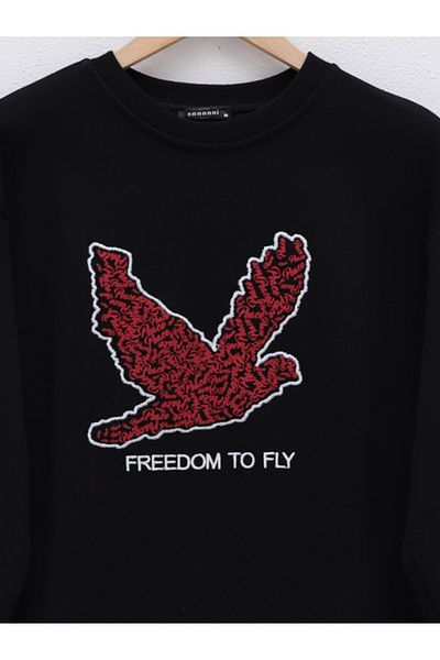 Modamorfo Sweatshirt mit Rundhalsausschnitt in Roségold mit Vogelmuster