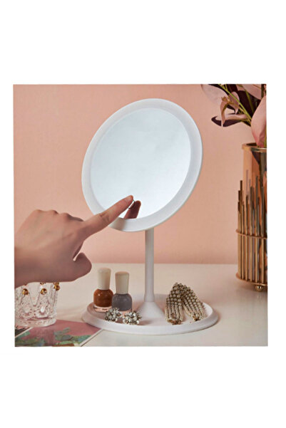 gaman Yuvarlak Makyaj Aynası 90° Oynar Başlıklı USB Şarjlı 3 Renk LED Işık Şi...