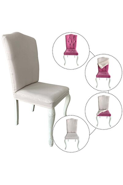 Home 4 Adet Petek Kumaş Avangarde Tipi Sandalye Kılıfı & Sandalye Örtüsü Seti