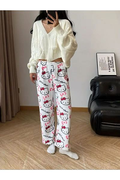 BİQ & TAQ BUTİK Σετ Πιτζάμες και Φούτερ Hello Kitty βελούδινα