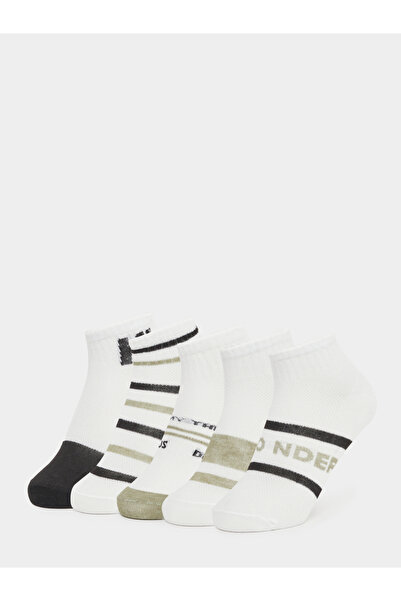 Styli مجموعة من 5 جوارب للكاحل مضلعة بتفاصيل مطبوعة