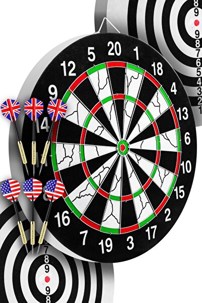 ALASTOR 18" İnç Semi-Profesyonel Büyük Boy Dart Seti 6 Oklu Çift Taraflı Kalı...