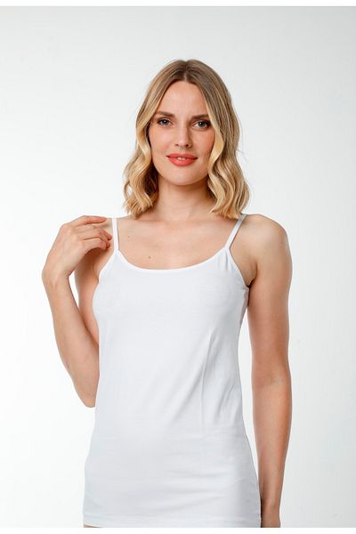 Hmd 5 Pcs Women's Cotton String Strap Lycra Undershirt 92% Cotton, 8% Elastane