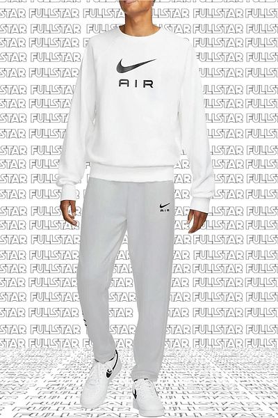 Nike Φούτερ Air French Terry Crew Loose Fit Loose Cut Λευκό Φούτερ Λευκό