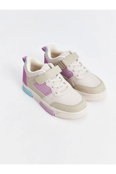 LC Waikiki Lcw Steps Girls' Sneakers with Mixed Laces and Velcro