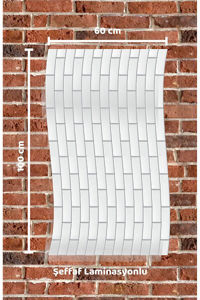 arduçlazer Kitchen Countertop Adhesive Foil White Brick Pattern 60 cm X 1 Meter