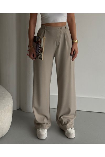 mor butik Purple Butik Women's Stone Color Palazzo Pants Myth 010001