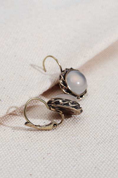 Süspüs Accessories White Round Stone Authentic Earrings