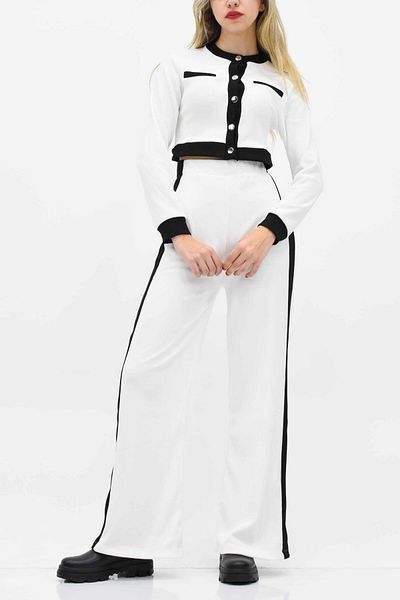 birizmoda White Ottoman Garnished Suit Set