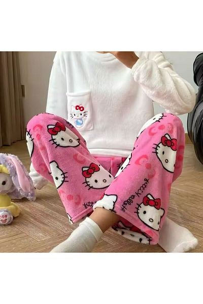 BİQ & TAQ BUTİK Σετ Πιτζάμες και Φούτερ Hello Kitty βελούδινα