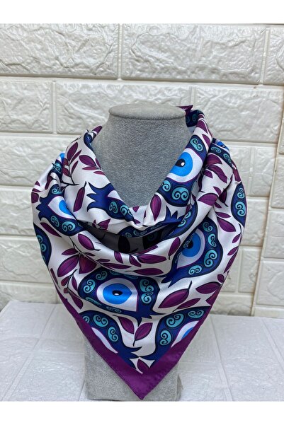 sema aksesuar Μωβ μπλε Evil Eye Beaded Tulip Leaf μοτίβο ρεγιόν σατέν μαντήλι...