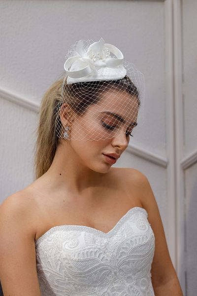 Turkuaz Νυφικό Καπέλο / Νυφικό Καπέλο / Γάμος Πέρλα Λουλούδι Τούλι Λευκό Καπέλο