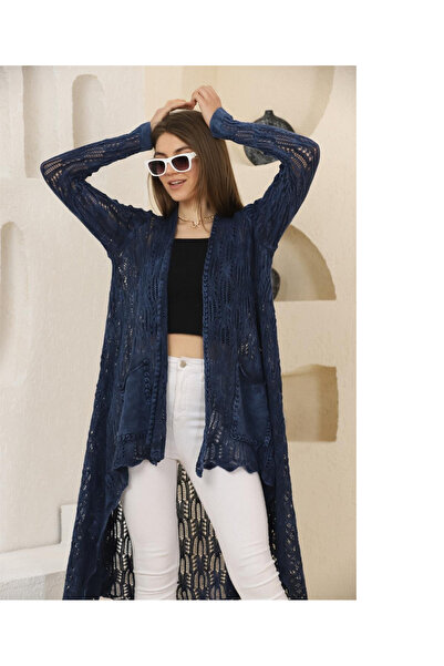 Schstekstil Otantik desenli etnik  cepli yıkamalı pamuk triko hırka