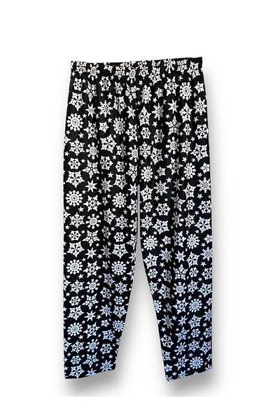 FORMO Pantaloni de pijama de iarnă moale de calitate din piele intoarsa cu model zăpadă neagră