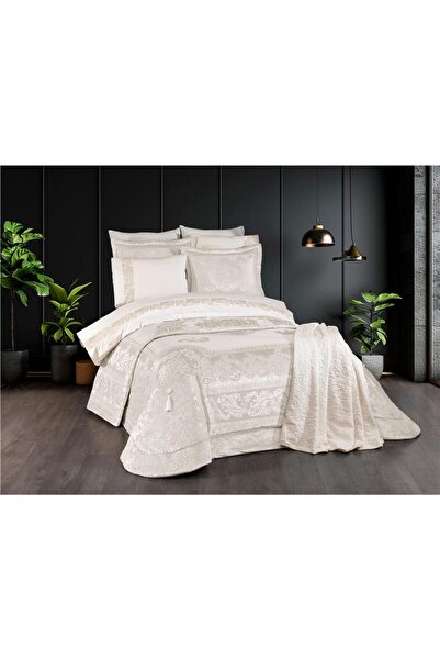 İNFLUXHOME Velux Prenium Yatak Örtüsü Premium Bed Cover Ekru