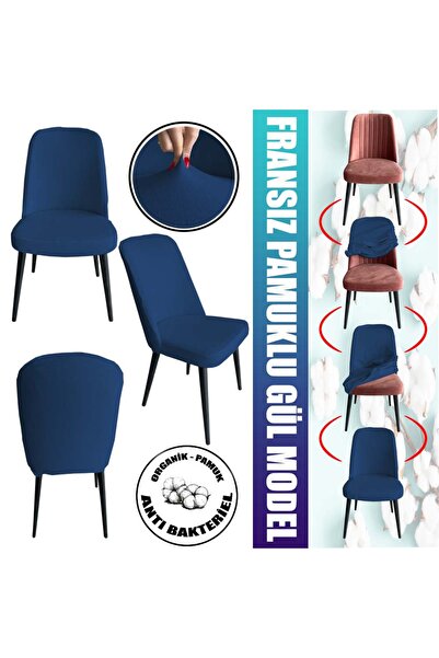 Home 4 Adet Petek Kumaş Gül Tipi Sandalye Kılıfı & Sandalye Örtüsü Seti