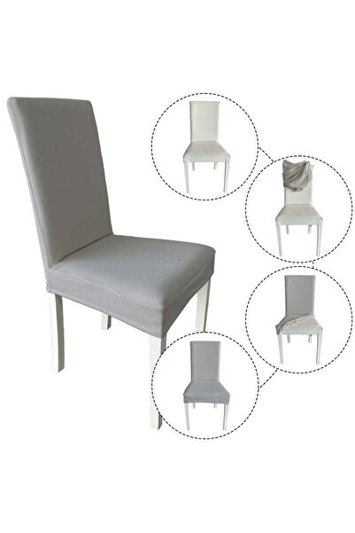 Home 4 Adet Fransız Pamuklu Kumaş Salon Tipi Sandalye Kılıfı & Sandalye Örtüsü Seti