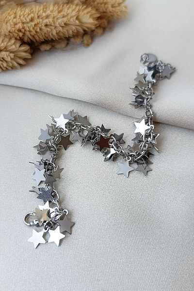 COSİTA Silver Luminous Star Clusters Detail Modern Stylish Steel Bracelet