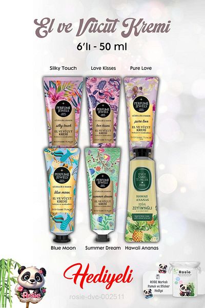 Eyüp Sabri Tuncer 50 ml Summer Dream, Pure Love, Silky Touch, Love Kisses, Blue Moon, Hawaii Pineapple Hand Cream 6 Pcs and R