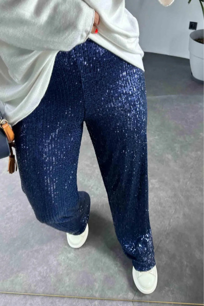 Qaju Жіночі вільні штани з еластичною талією та паєтками