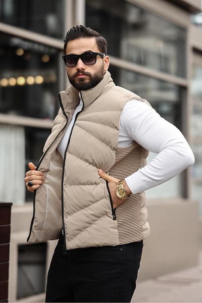inpool Men's Quilted Puffer Vest - Standard-Fit, 3 Pockets, Use2419