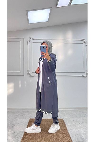 EYLÜL TESETTÜR Set de trening sezonier hijab negru pentru femei 6149-001