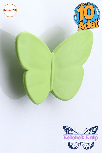 Badem10 Plastic Fluture Verde 10 Buc Camera Copii Fata Baiet Dulap Mobilier Bucatarie Sertar Mâner