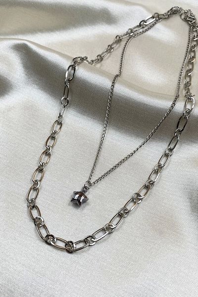 Eylülün Takısı Silver Color Double Star Necklace