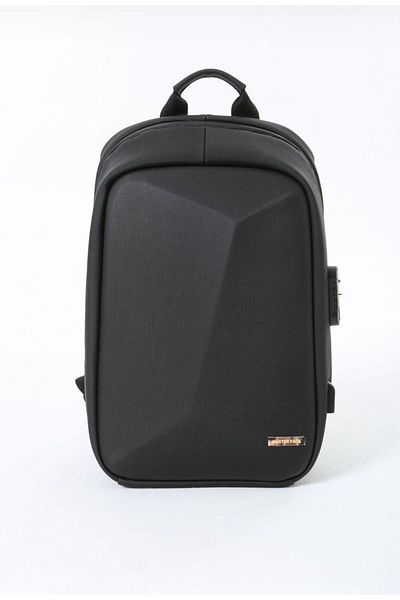 fao polo Unisex Black Color Hard Shell Lockable Waterproof USB Outlet Zipper Backpack