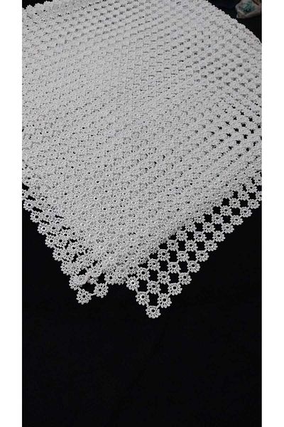 Papatyam 1 Piece Lace Set - Hand Knitted Crochet, 90X100 Table Cloth, Centerpieces with Serum