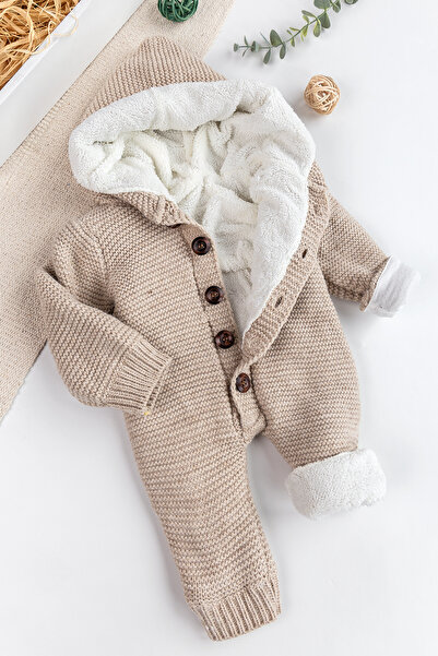 Babymod Knitwear Knitted Welsoft Lined Hooded Winter Baby Rompers
