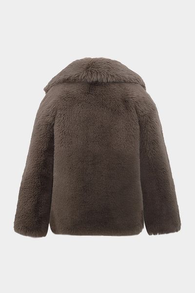Açelya Okcu Long Feathered Rex Faux Fur Coat for Women