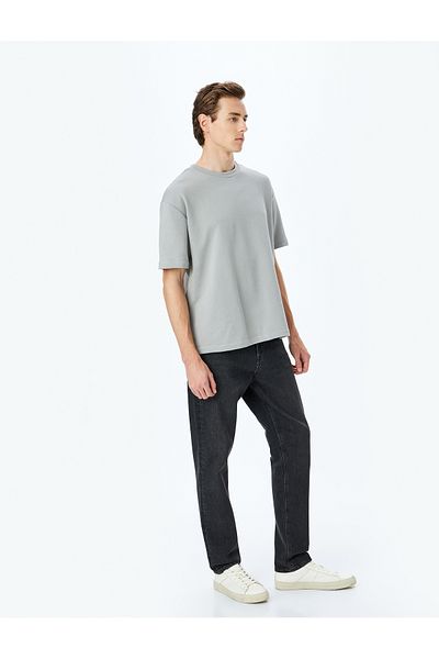 Koton New Season Short Sleeve Label Detailed Tok Fabric Crew Neck Oversize T-Shirt