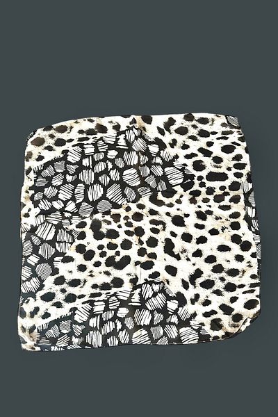 MAZEN Zebra Leopard Asymmetrical Patterned Chiffon Scarf 45X45 cm
