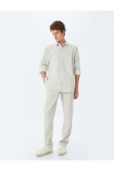 Koton New Season Long Sleeve Buttoned Shirt Collar Regular Fit Striped Shirt