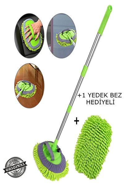 Seram Collection 1 Yedek Bezi Mikrofiber Çok Fonksiyonlu Teleskopik Sopalı Oto Araba Yıkama Temizleme Fırçası Mopu