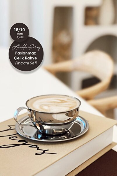 Anadolu Saray Paslanmaz Krom Çelik Kahve Fincanı Seti Espresso Kahve Fincan S...