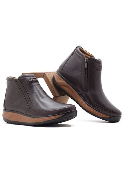 Barmea Genuine Leather Men's Boots Daily Walking Shoes - 2151 Brown