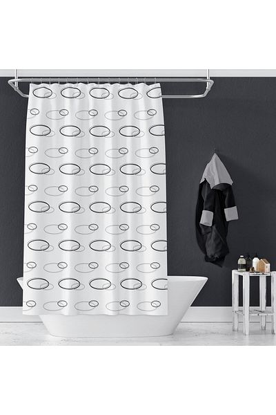 Zethome 2x100x200 Διπλό φτερό Κουρτίνα Μπάνιου - Δώρο Δαχτυλίδι 2109
