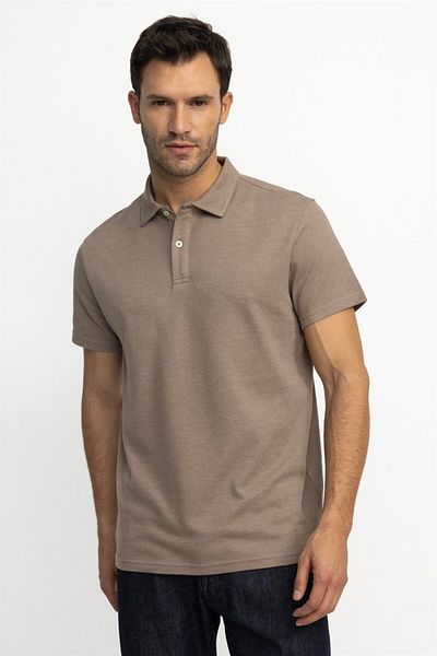 Tudors Men's Regular Fit Classic Cut Cotton Knitted Beige Combed T-Shirt