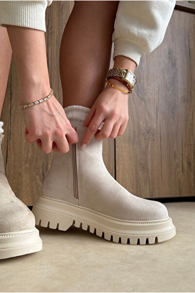 Mupa Shoes Bézs velúr női csizma